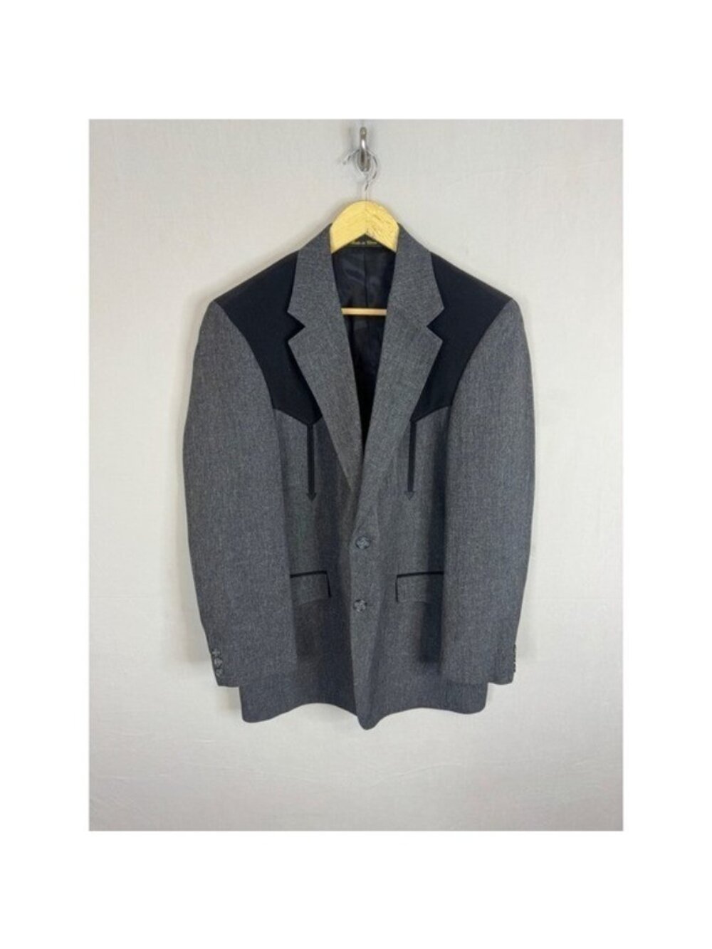 Circle S Mens Western Blazer Grey Black Yoke Two Button Sport Coat 40R